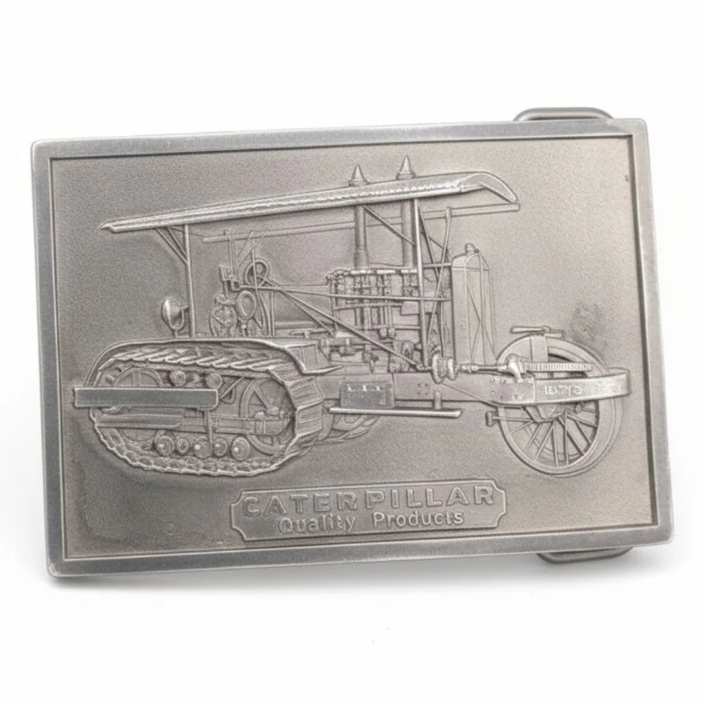EUC Vintage 1976 Caterpillar Track-type Tractor Pewter Belt Buckle!